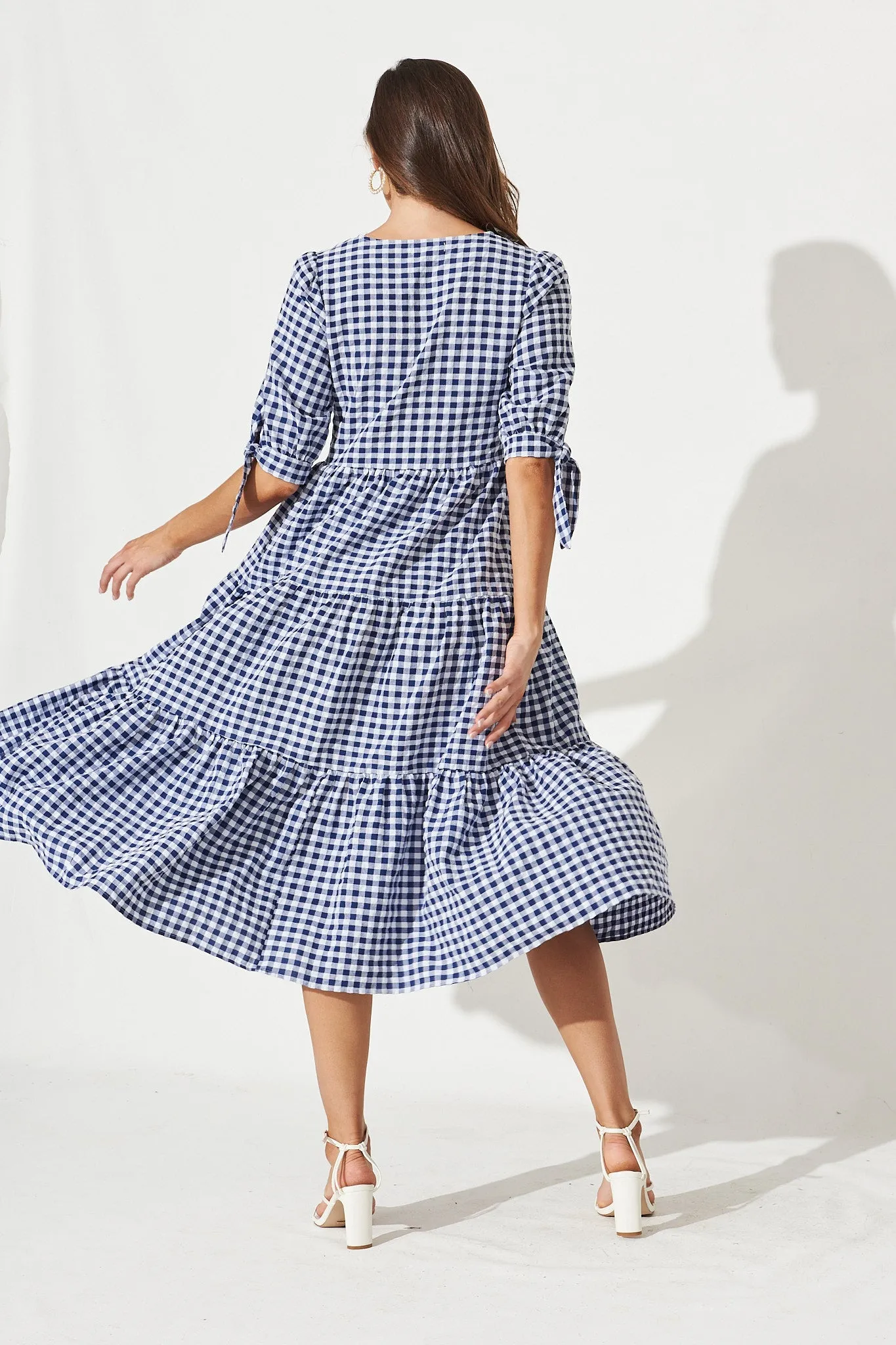 Odewick Midi Dress In Navy Gingham sold by St Frock product image thumbnail 4