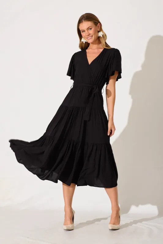 Artemis Midi Dress In Black sold by St Frock