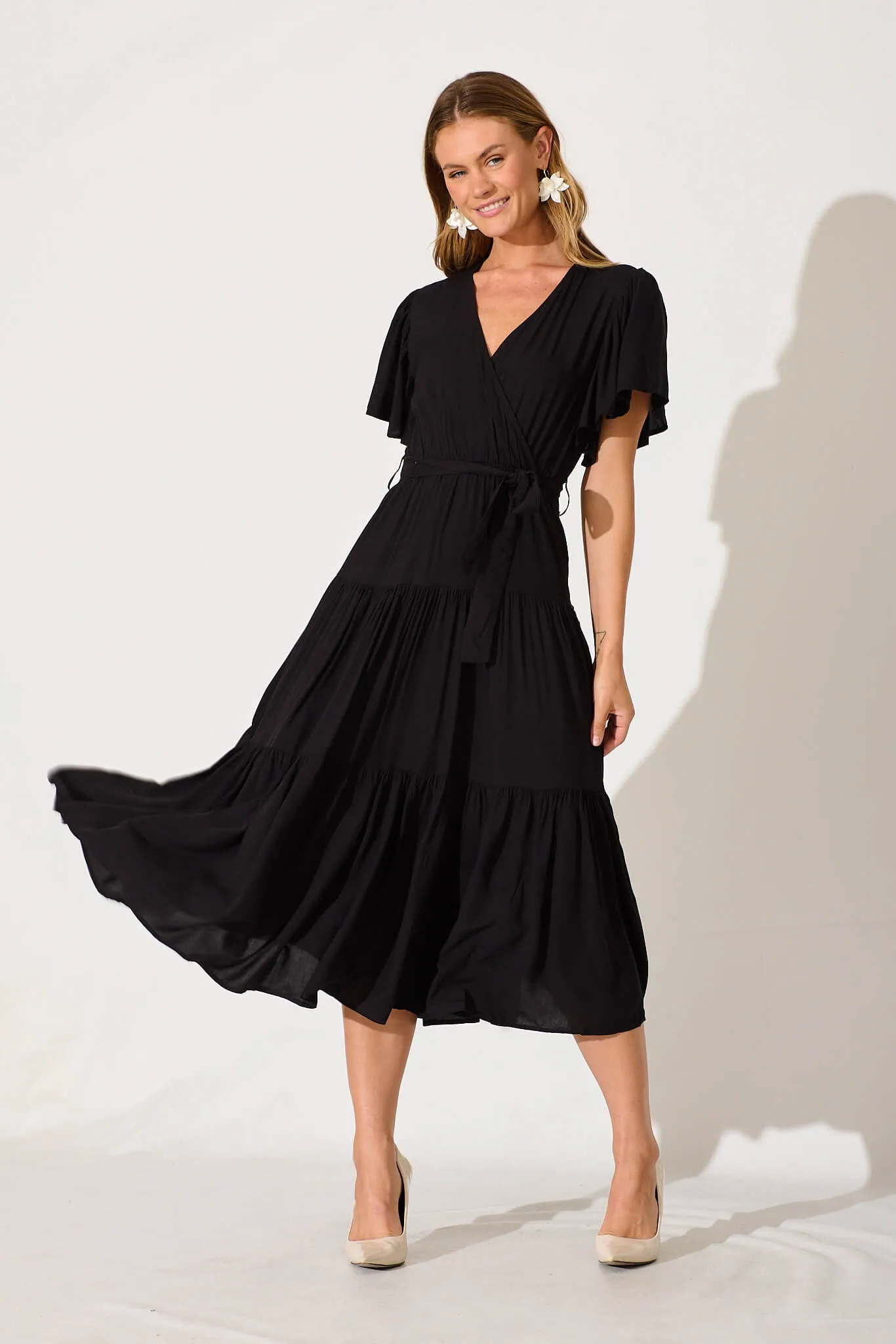 Artemis Midi Dress In Black sold by St Frock
