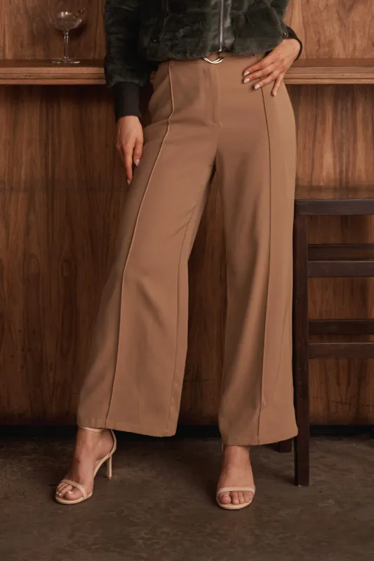 Belvia Wide Leg Pant In Tan sold by St Frock
