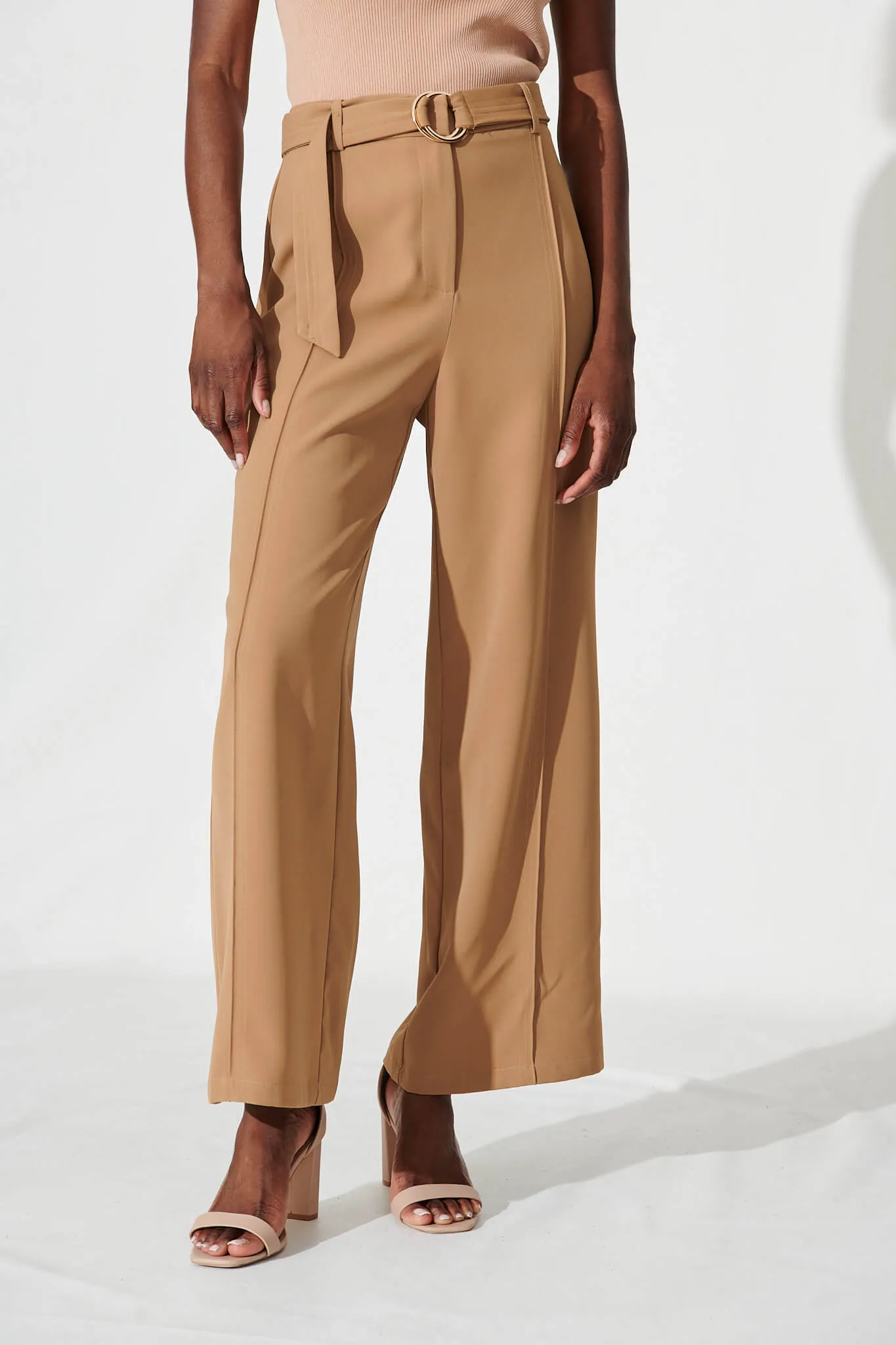 Belvia Wide Leg Pant In Tan sold by St Frock product image thumbnail 5