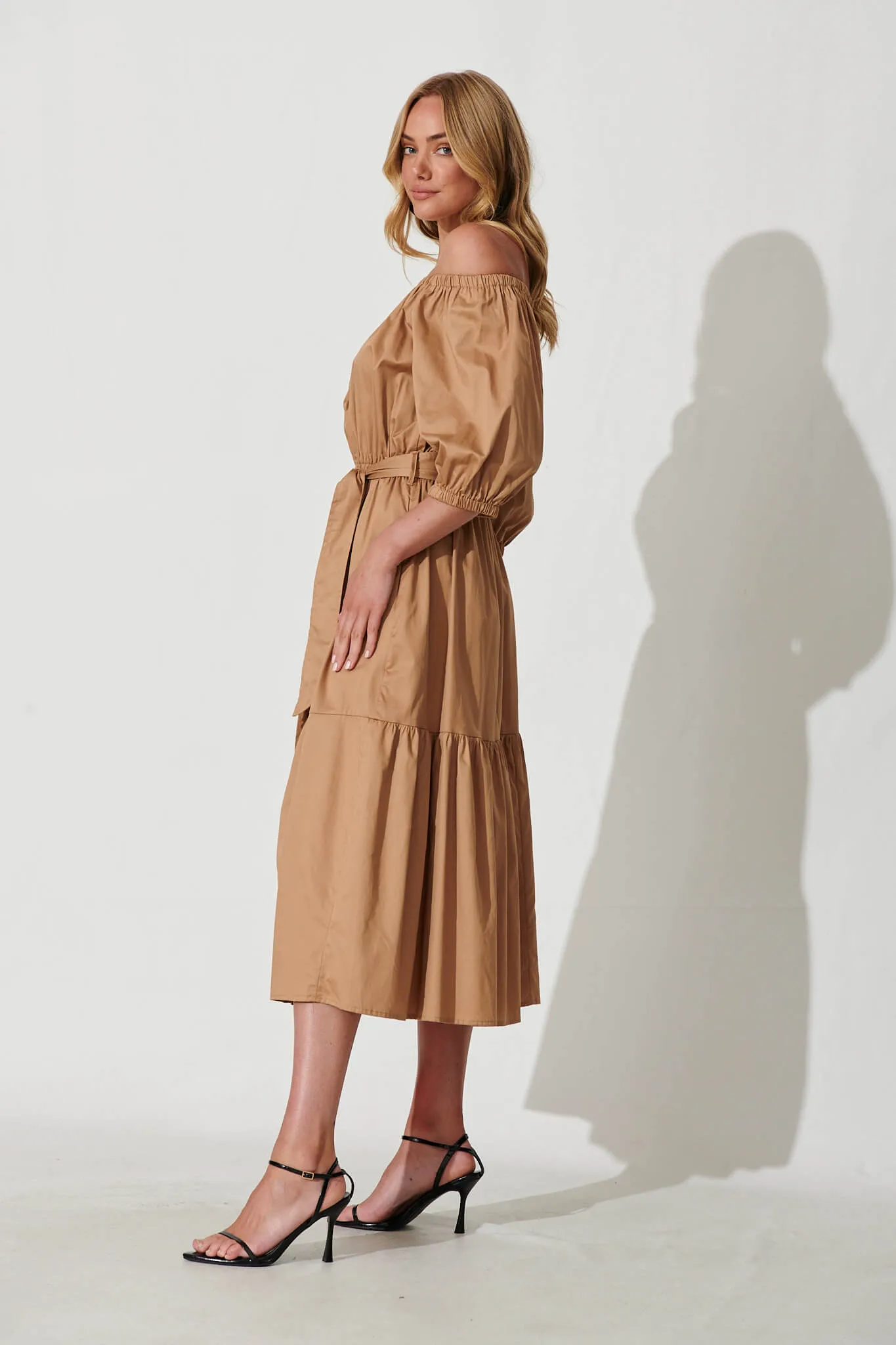 Margarita Midi Dress In Light Brown sold by St Frock product image thumbnail 3