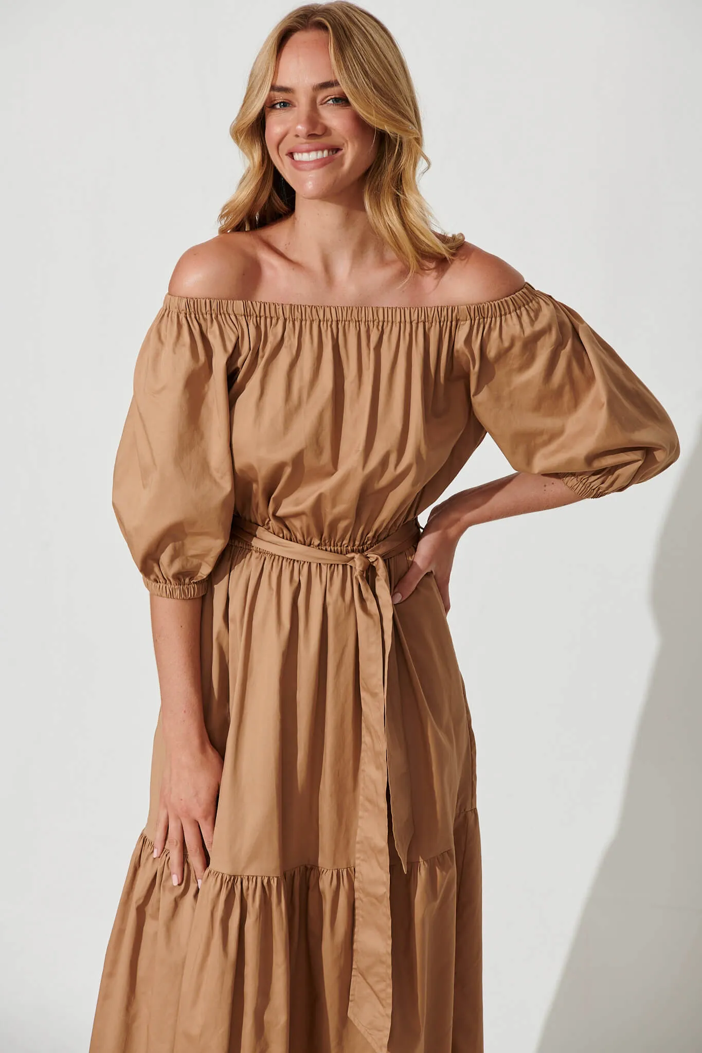 Margarita Midi Dress In Light Brown sold by St Frock product image thumbnail 2