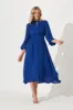 Lustre Midi Dress In Cobalt Chiffon sold by St Frock
