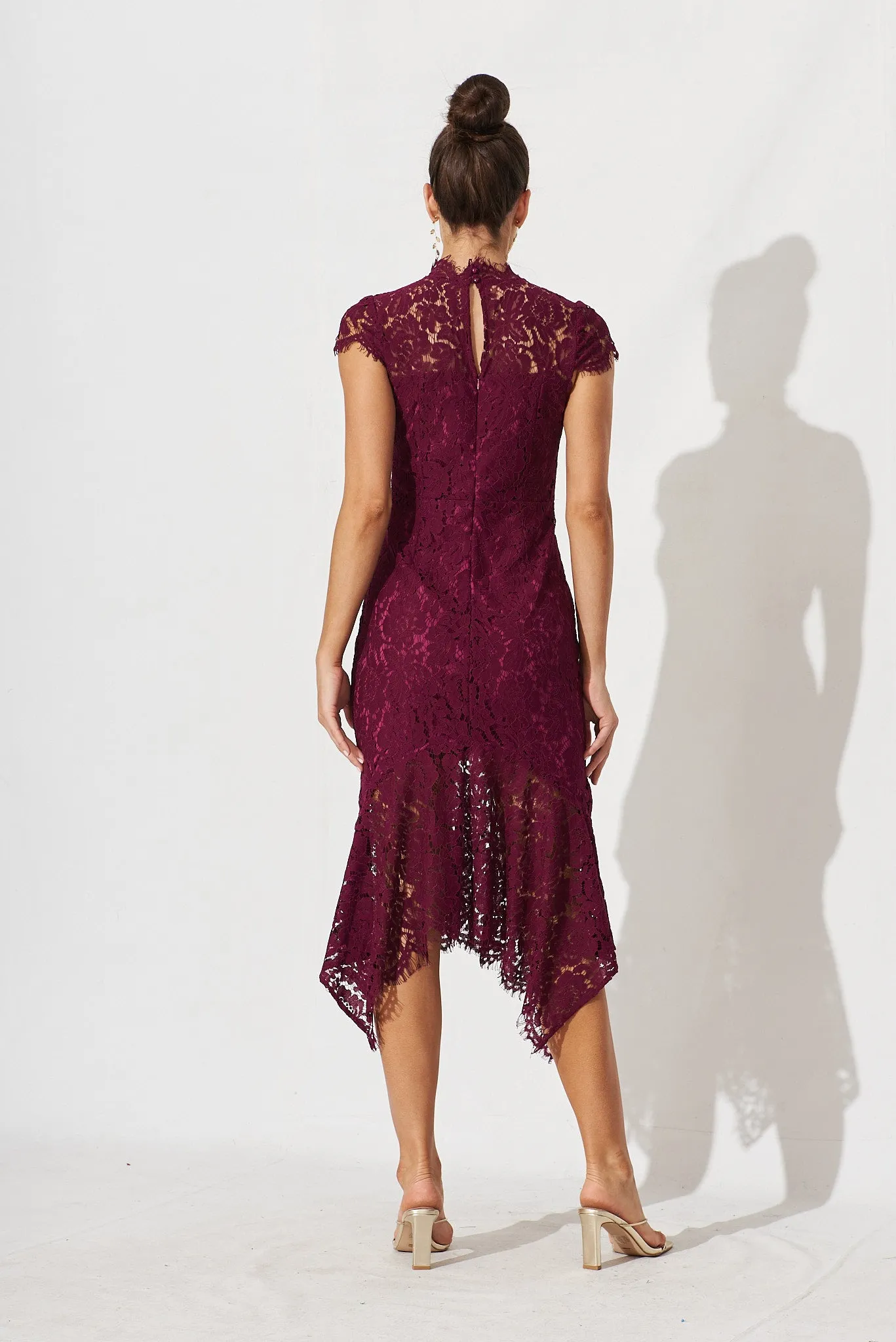 Emilise Midi Dress In Burgundy Lace sold by St Frock product image thumbnail 4