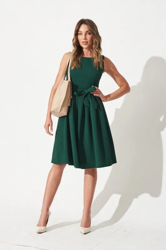 Jardin Dress In Textured Emerald Green sold by St Frock