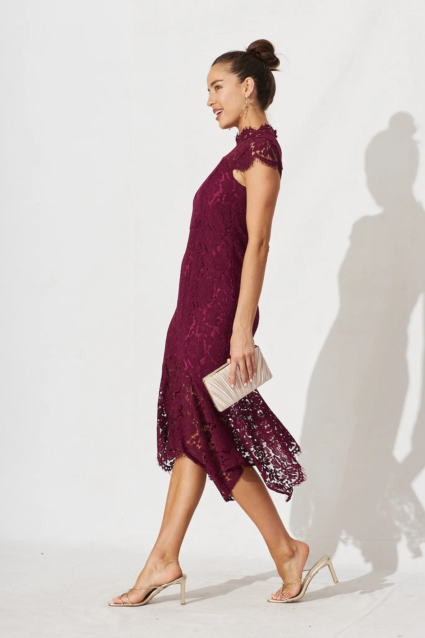 Emilise Midi Dress In Burgundy Lace sold by St Frock product image thumbnail 3