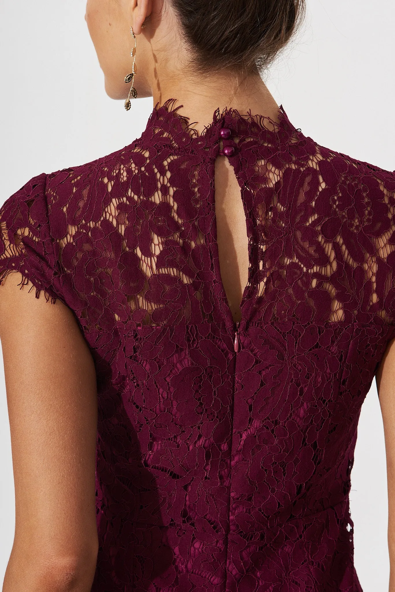 Emilise Midi Dress In Burgundy Lace sold by St Frock product image thumbnail 5