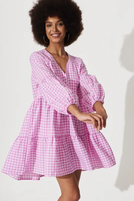 Kurraba Dress In Purple Gingham sold by St Frock