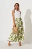 Freedom Maxi Skirt In Olive And Cream Geometric Print sold by St Frock