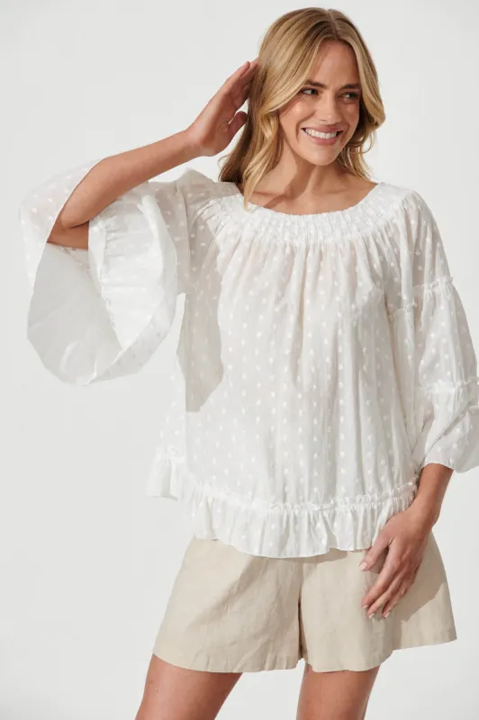 Casa Top In White Swiss Dot sold by St Frock