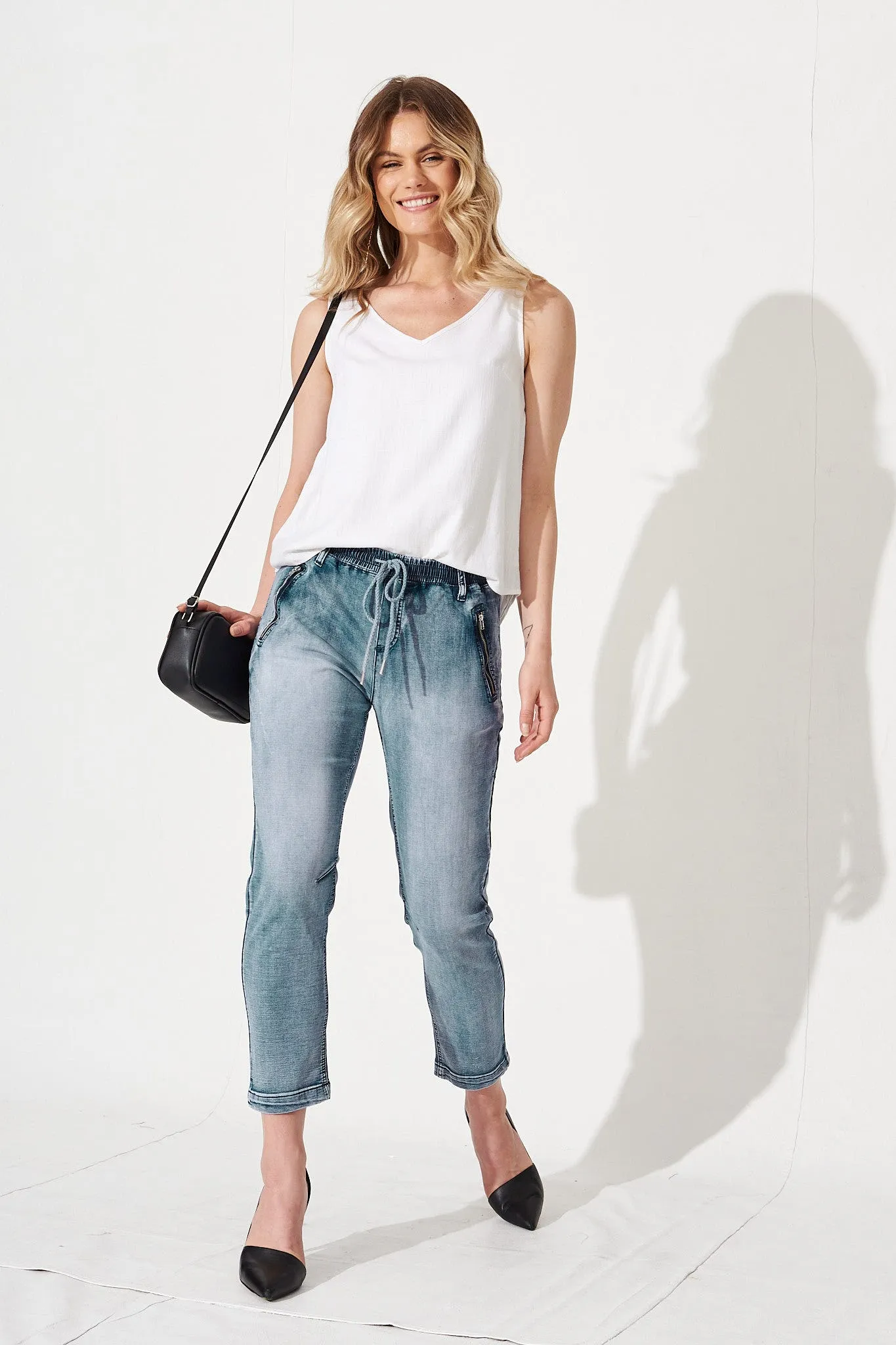 Elissa Pants In Blue Denim sold by St Frock