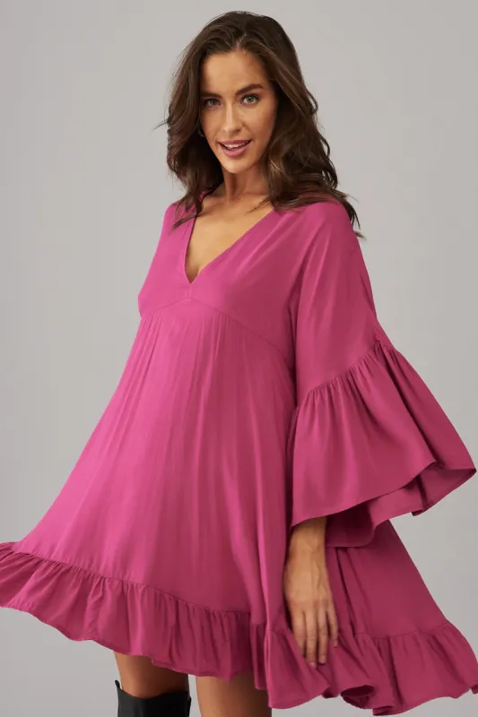 Skylar Smock Dress In Magenta sold by St Frock