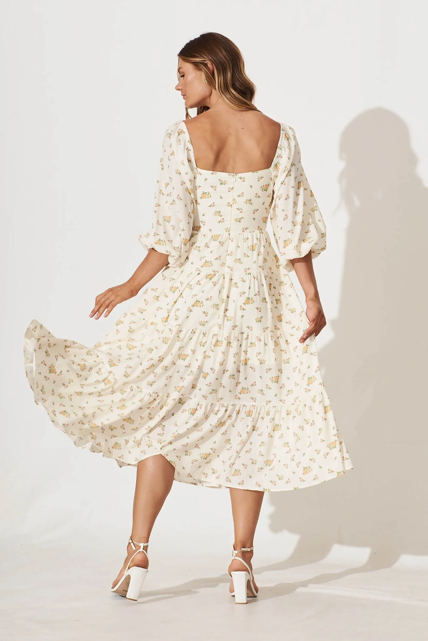 Diaz Midi Dress In Cream Floral sold by St Frock product image thumbnail 4