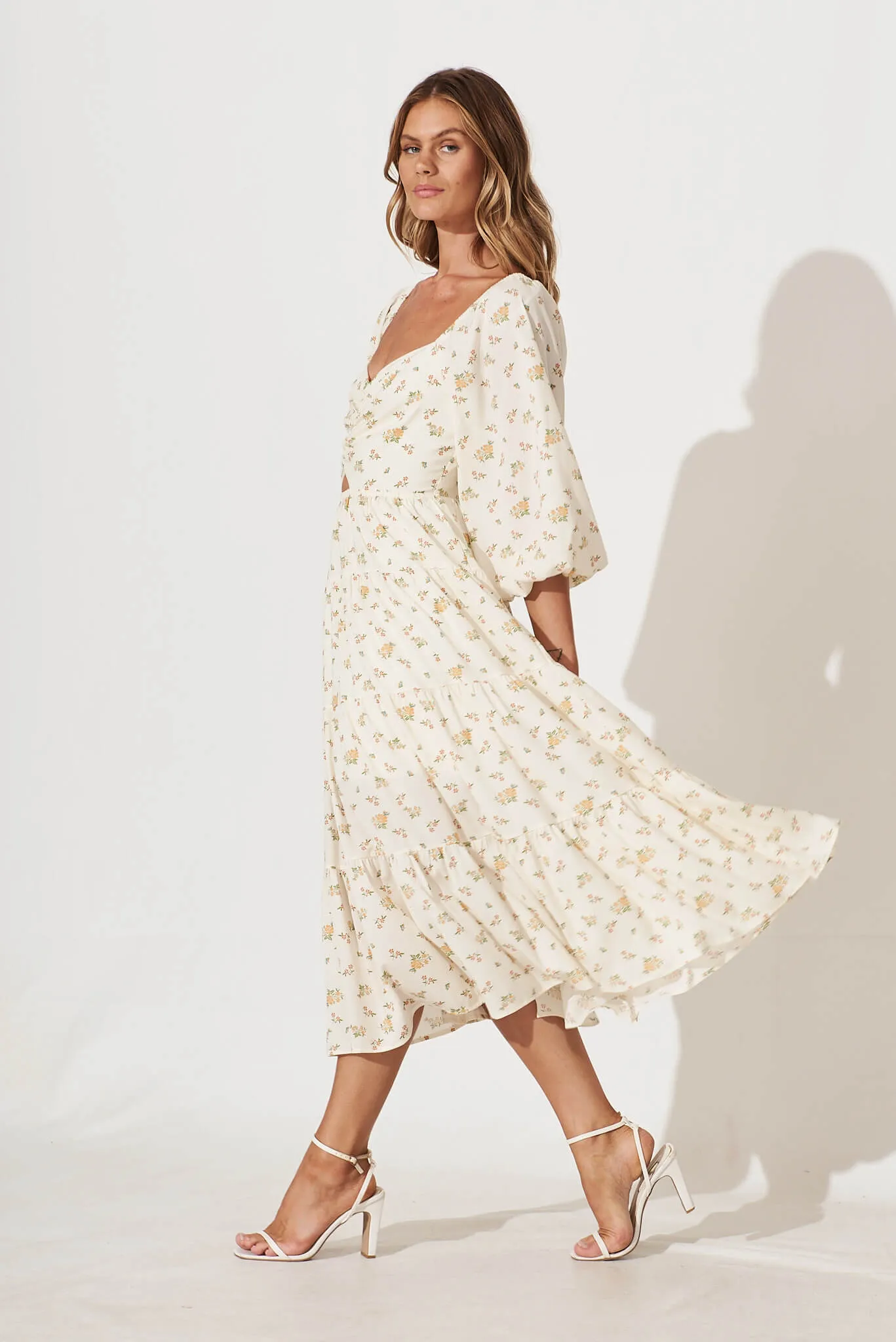 Diaz Midi Dress In Cream Floral sold by St Frock product image thumbnail 3