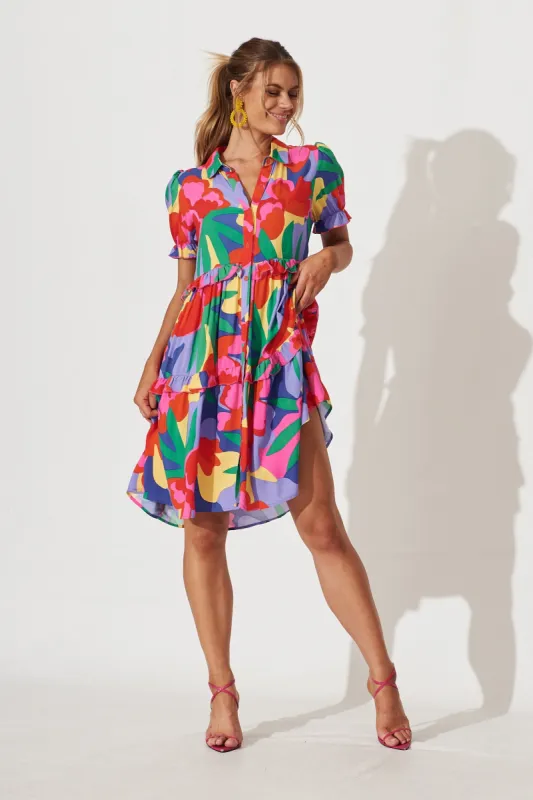 Power Of Love Shirt Dress In Bright Multi Print sold by St Frock
