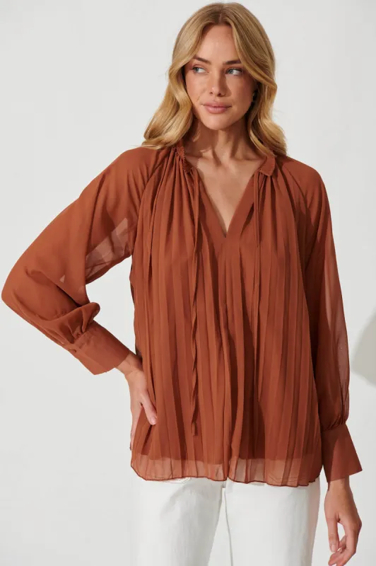 Estelle Top In Tan sold by St Frock