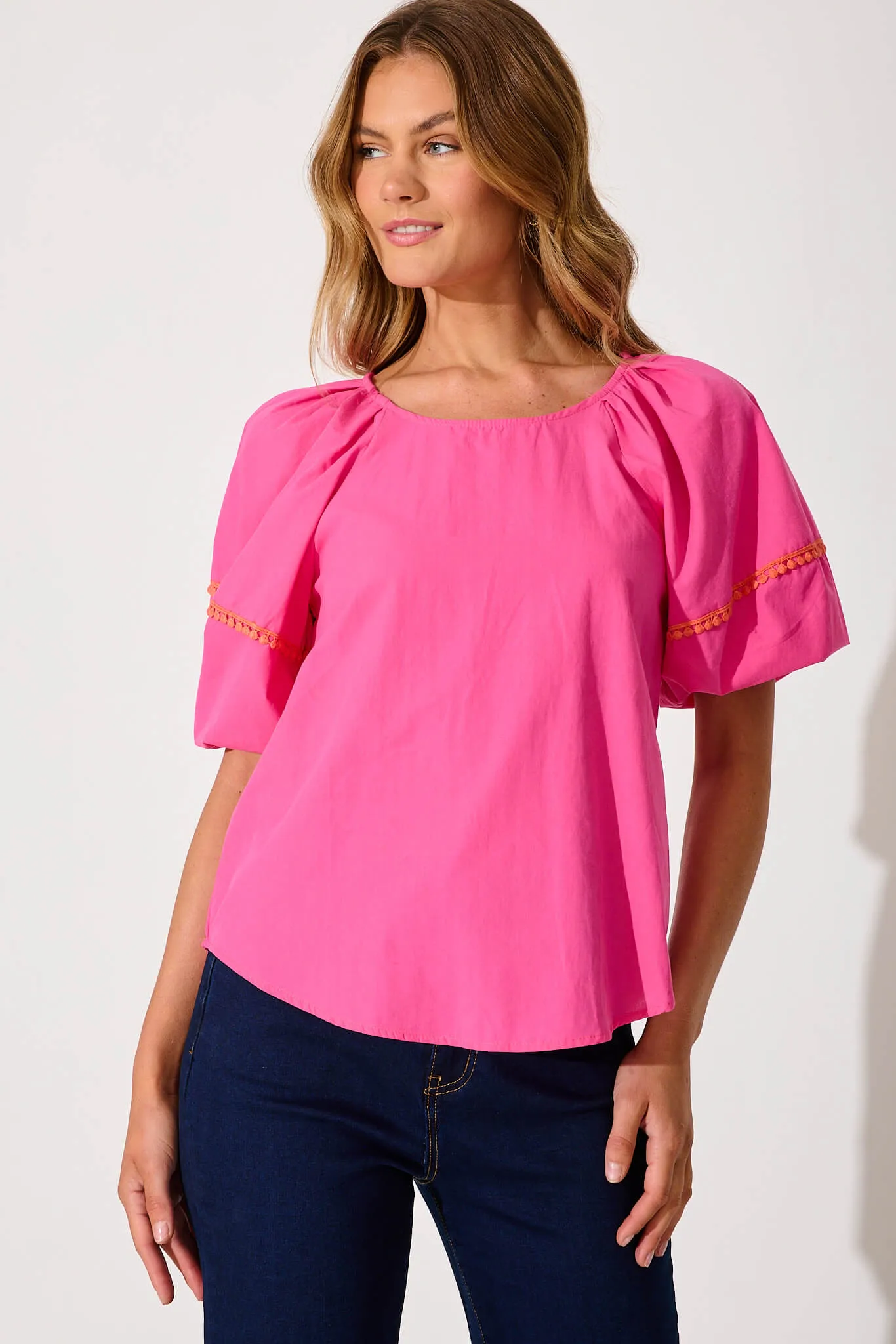 Rosetta Top In Pink Cotton sold by St Frock