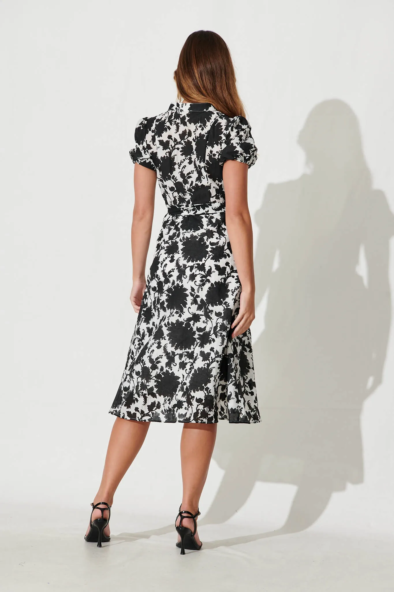 Lorieta Maxi Shirt Dress In Black And White Cotton Blend sold by St Frock product image thumbnail 4