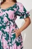 Mira Midi Dress In Green With Pink Floral sold by St Frock