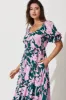 Mira Midi Dress In Green With Pink Floral sold by St Frock