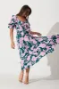 Mira Midi Dress In Green With Pink Floral sold by St Frock