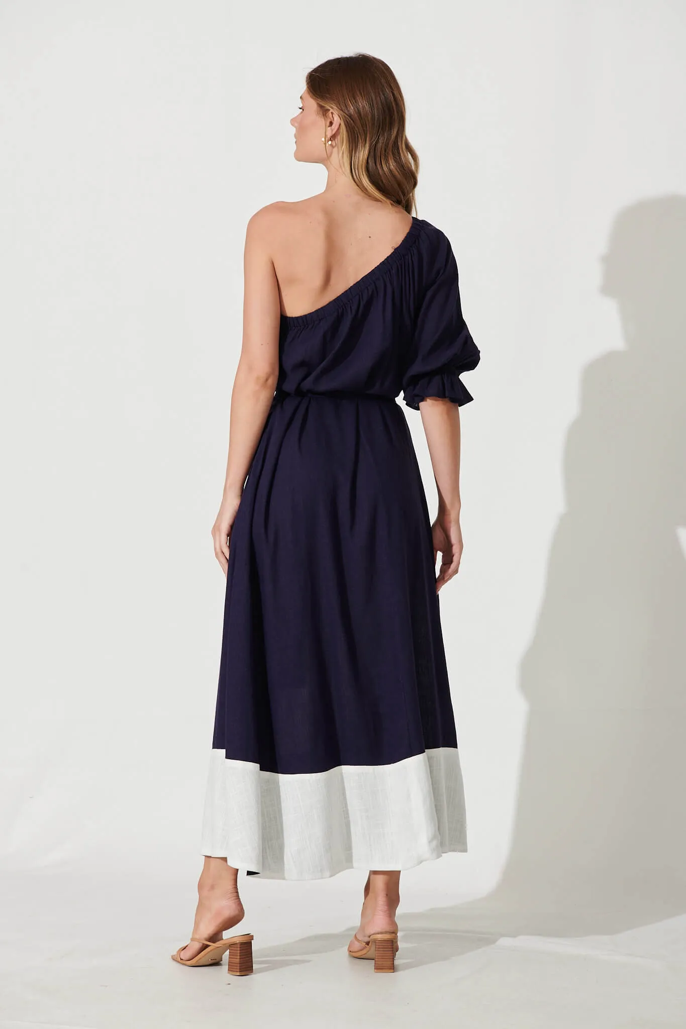 Fiesta Maxi Dress In Navy Linen Blend sold by St Frock product image thumbnail 5