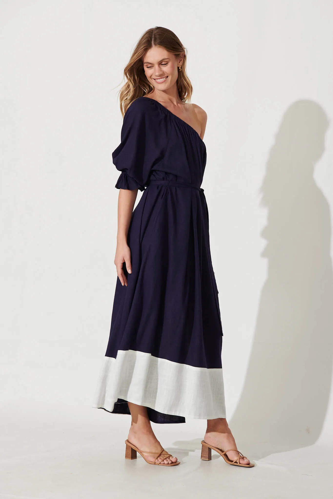 Fiesta Maxi Dress In Navy Linen Blend sold by St Frock product image thumbnail 3