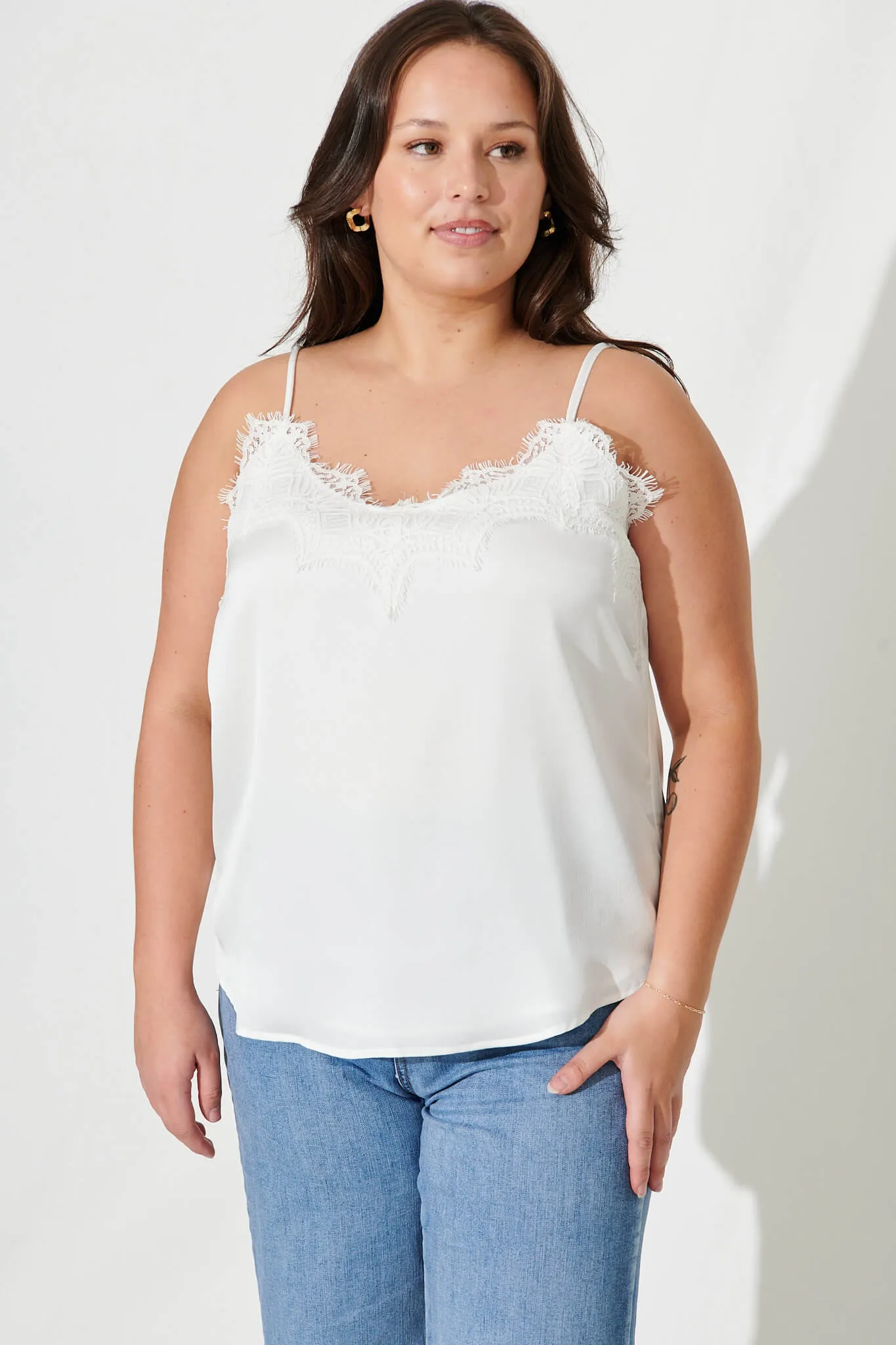 Manthis Cami Top In Cream Satin sold by St Frock product image thumbnail 2