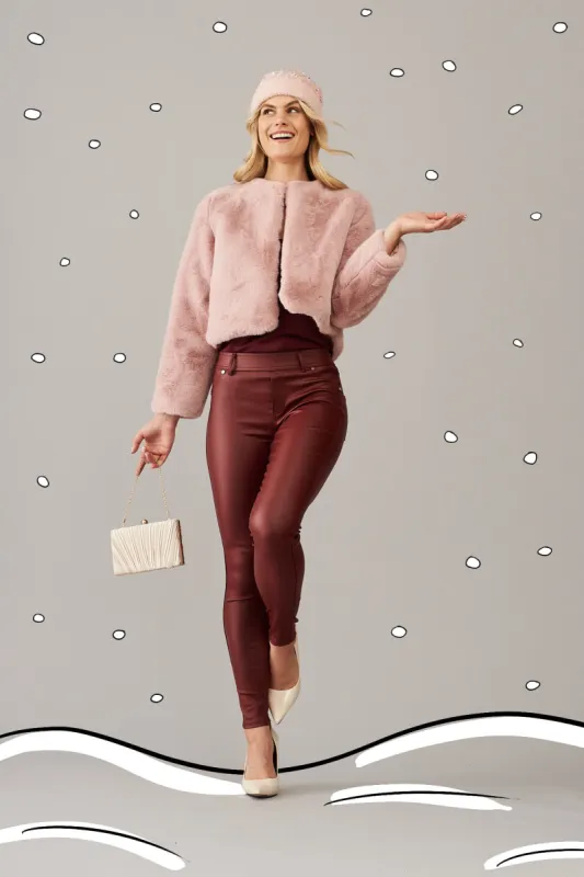Cher Faux Fur Jacket In Blush sold by St Frock