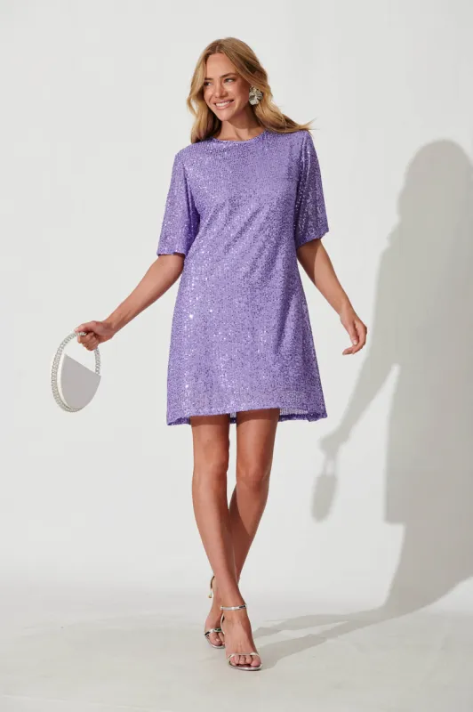 Its Me Dress In Lavender Sequin sold by St Frock