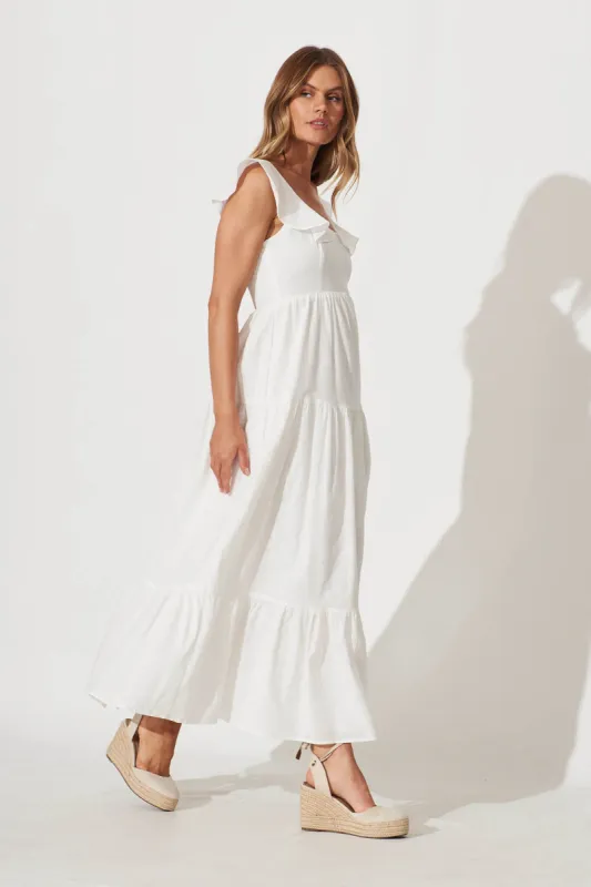 Chelsea Maxi Dress In White Cotton sold by St Frock