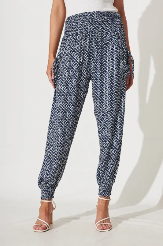 Gabby Lounge Pants In Blue Multi sold by St Frock