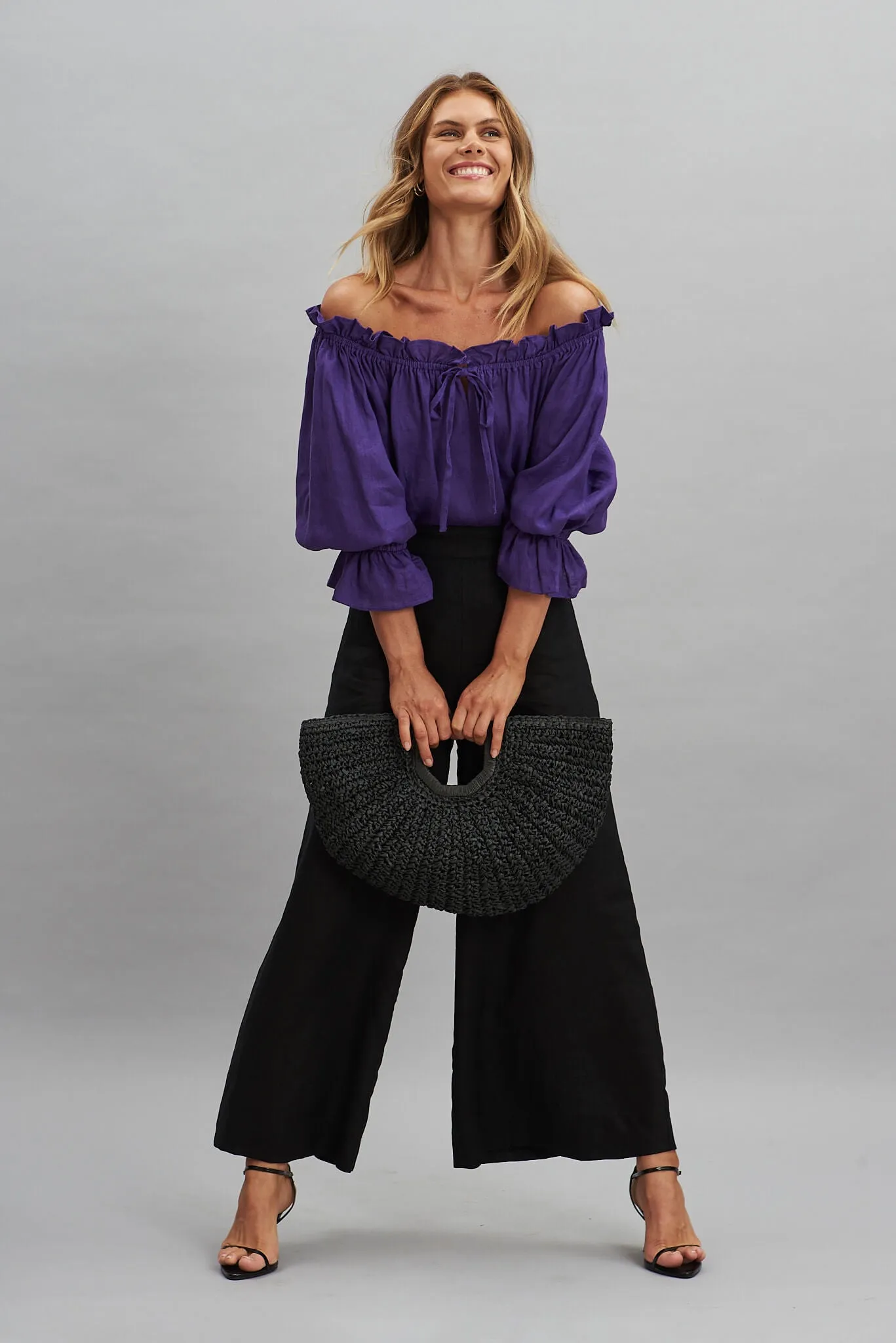 Evalyn Top In Purple Pure Linen sold by St Frock product image thumbnail 5