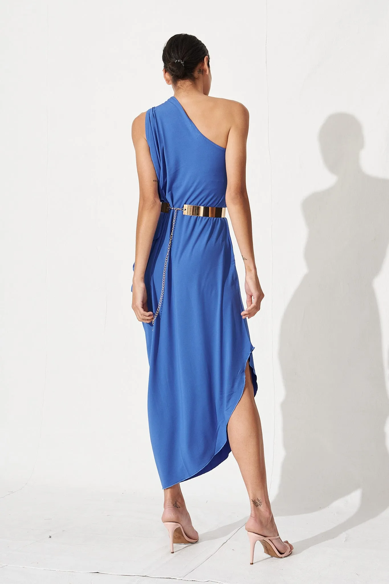 Goddess One Shoulder Maxi Dress In Blue sold by St Frock product image thumbnail 5
