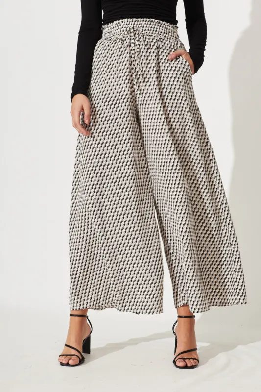 Fenty Pant In Beige With Black Geometric Print Cotton Blend made by St Frock