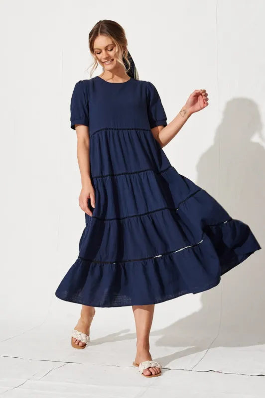 Shonda Midi Dress in Navy sold by St Frock