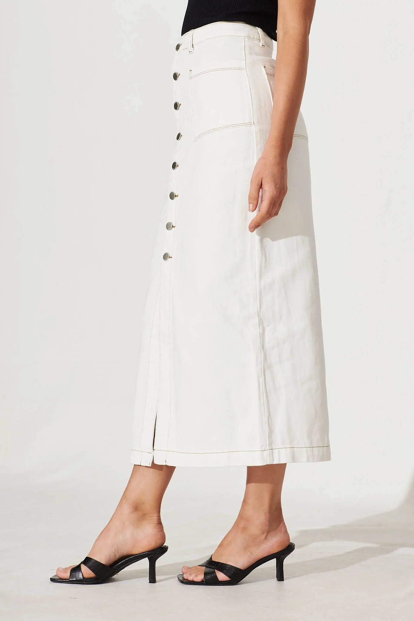 Starflower Maxi Denim Skirt In White sold by St Frock product image thumbnail 2