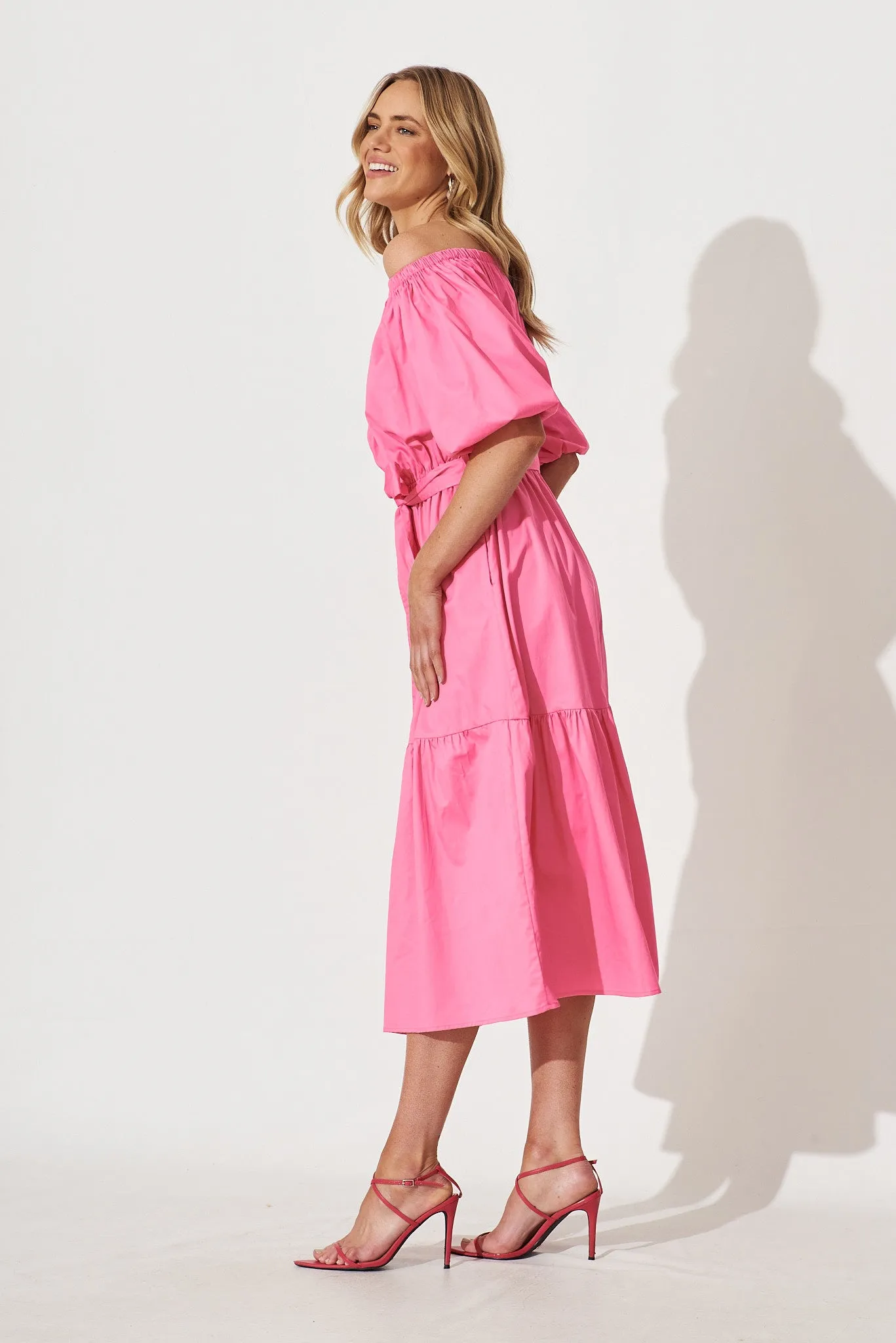 Margarita Midi Dress In Hot Pink Cotton sold by St Frock product image thumbnail 3