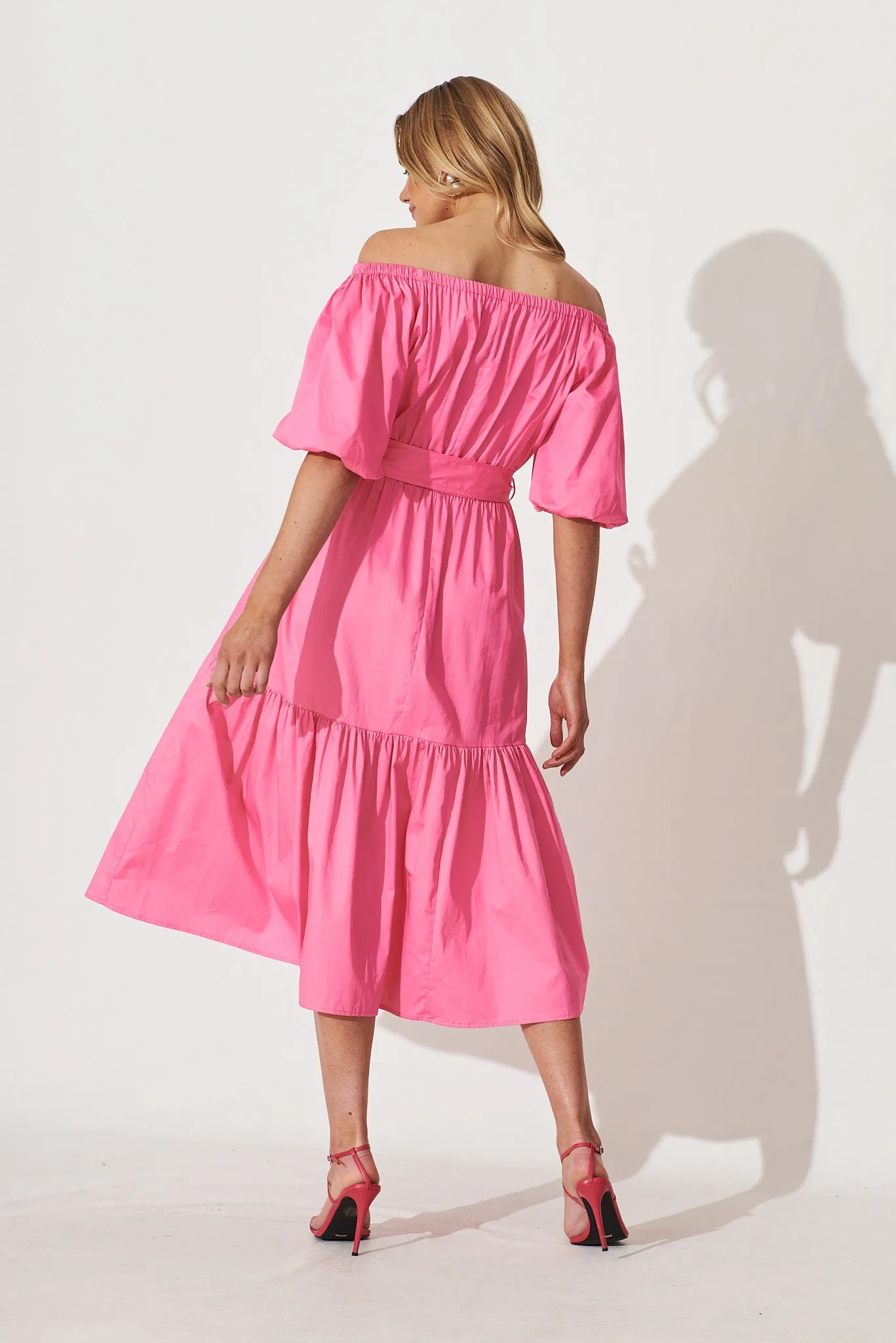 Margarita Midi Dress In Hot Pink Cotton sold by St Frock product image thumbnail 4