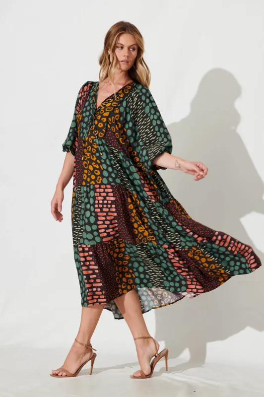 Barrymore Midi Dress In Black Multi Print sold by St Frock