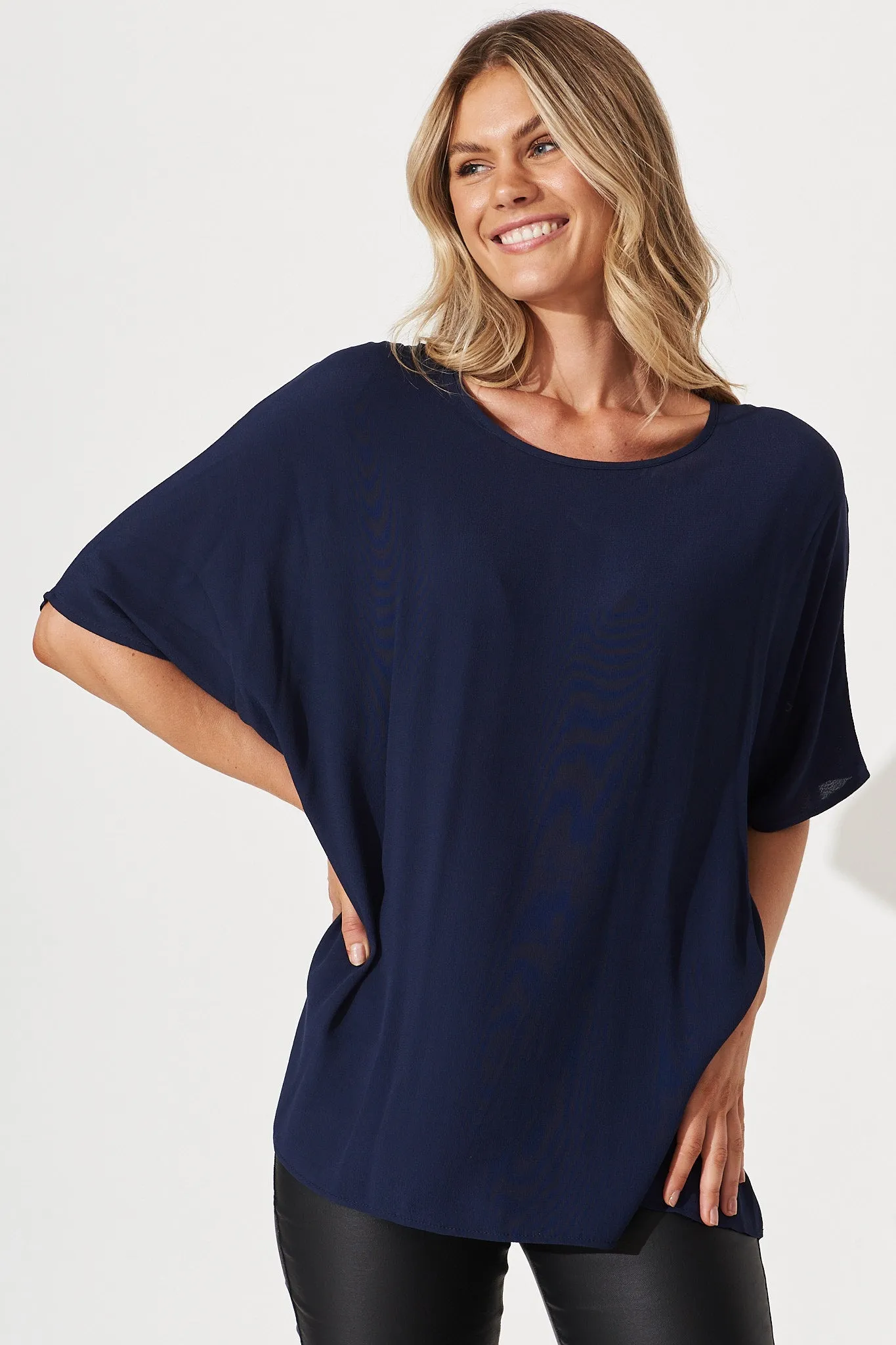 Cathia Top In Navy sold by St Frock