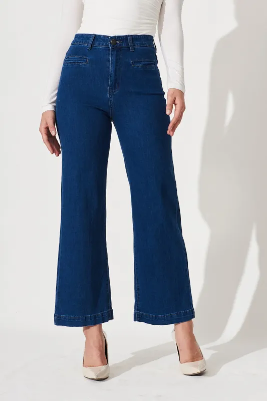 Waverley High Rise Wide Leg Jean In Dark Blue Denim sold by St Frock