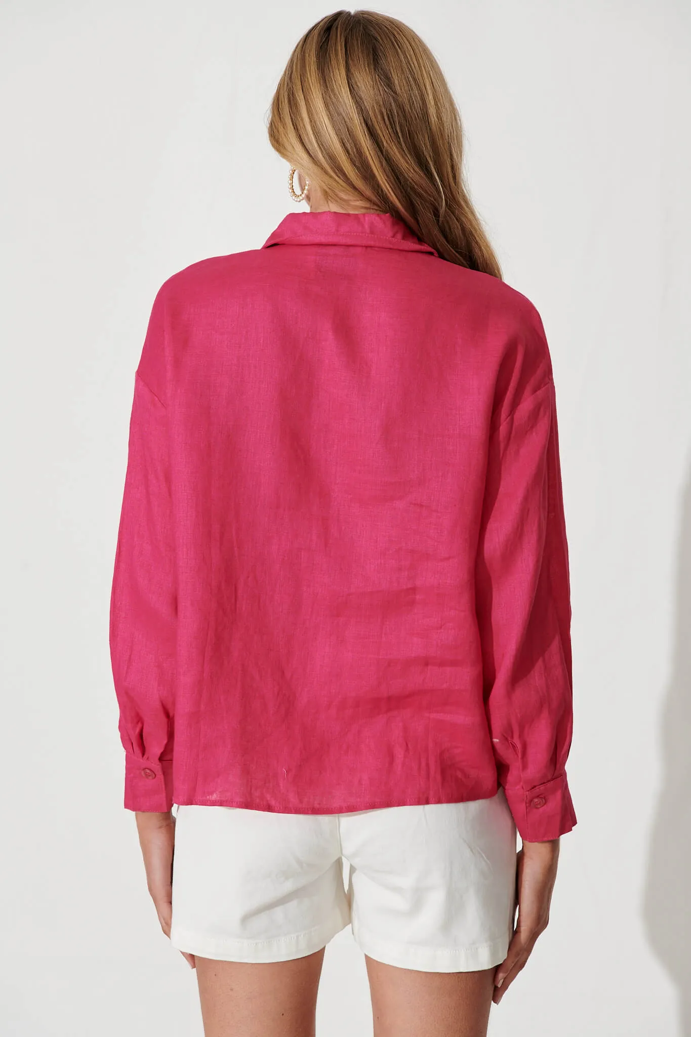 Caterina Shirt In Hot Pink Linen sold by St Frock product image thumbnail 3