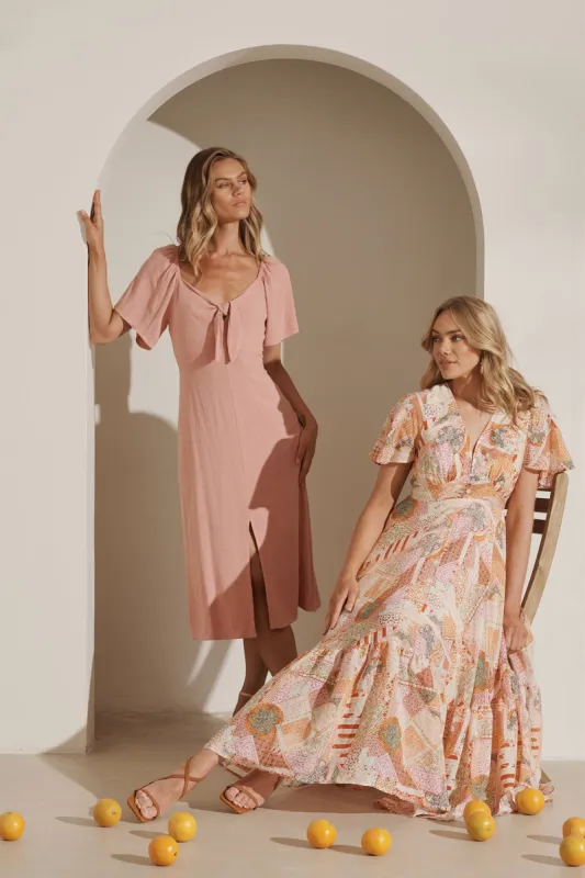 Mindy Midi Dress In Vintage Watercolour Floral sold by St Frock