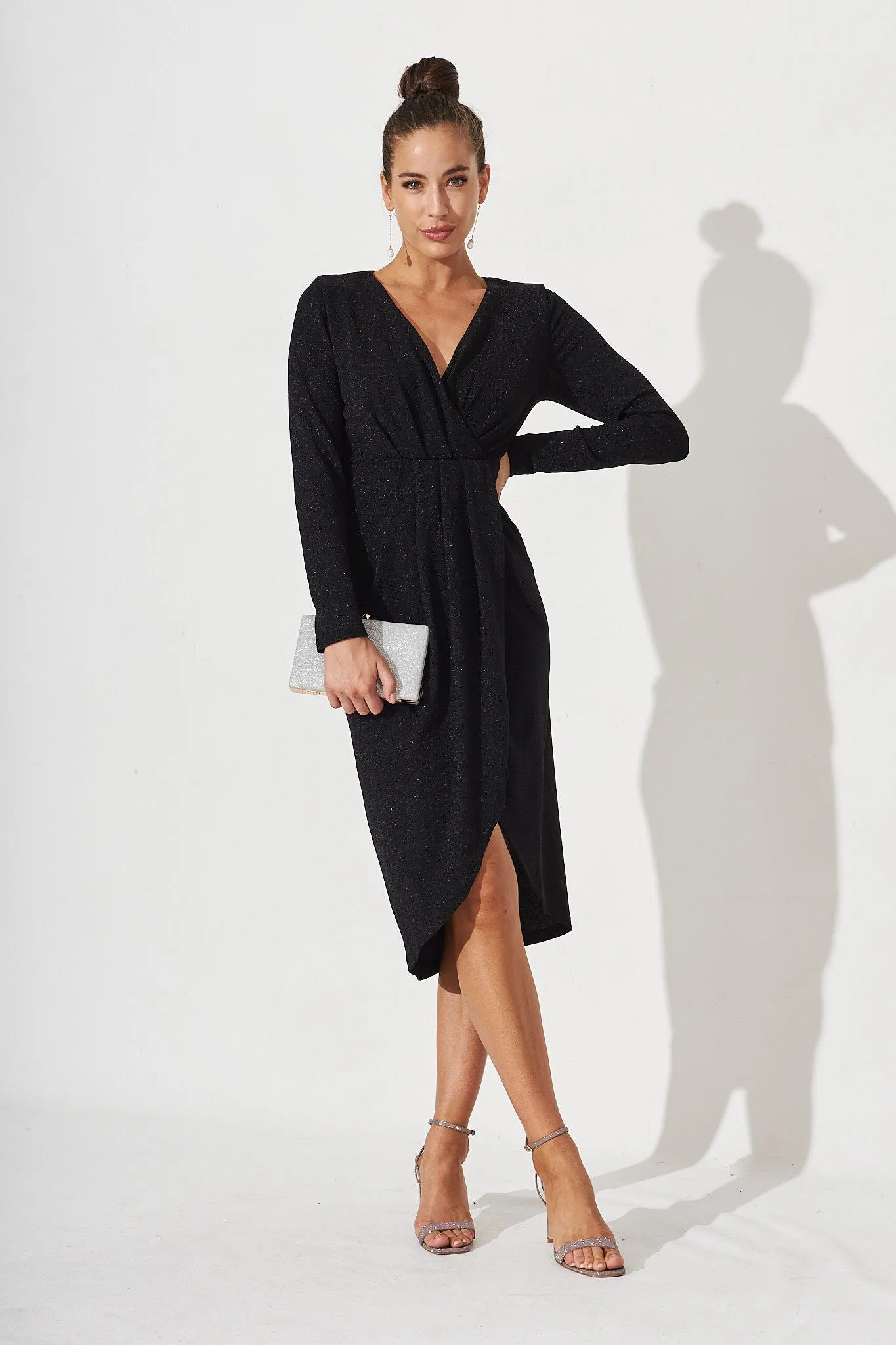 Radiance Midi Dress In Black Glitter sold by St Frock product image thumbnail 3