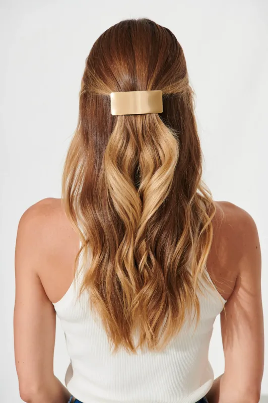 Carson Metal Square Hair Clip In Gold sold by St Frock