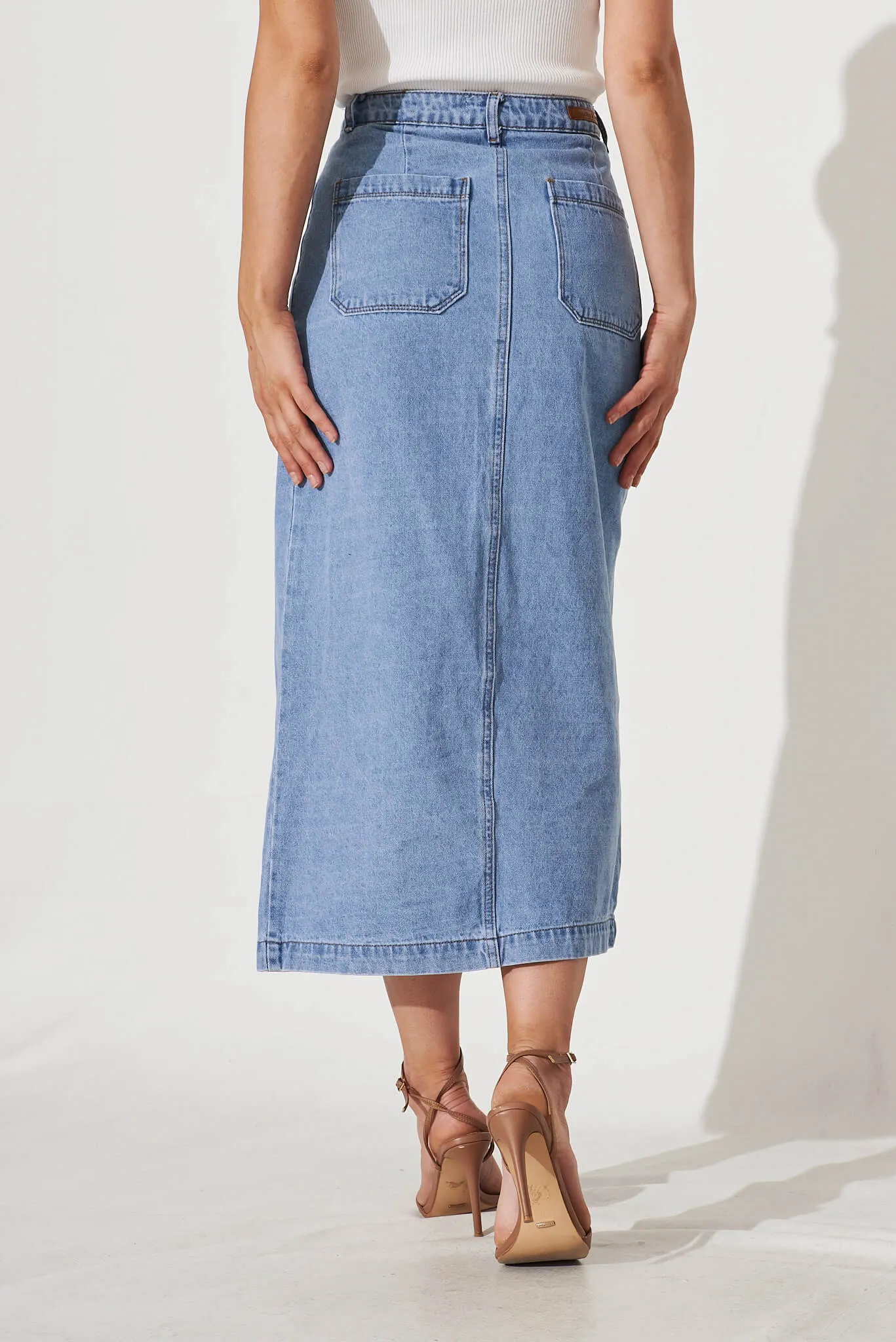Starflower Maxi Denim Skirt In Light Blue sold by St Frock product image thumbnail 3