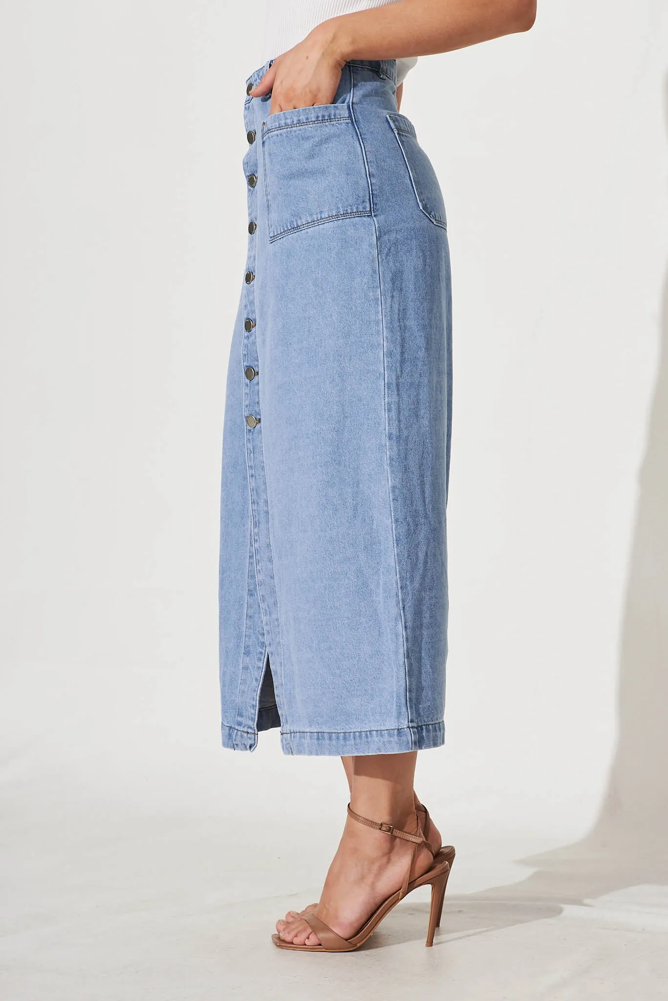 Starflower Maxi Denim Skirt In Light Blue sold by St Frock product image thumbnail 2