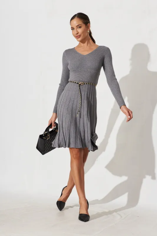 Koby Knit Dress In Grey Marle sold by St Frock
